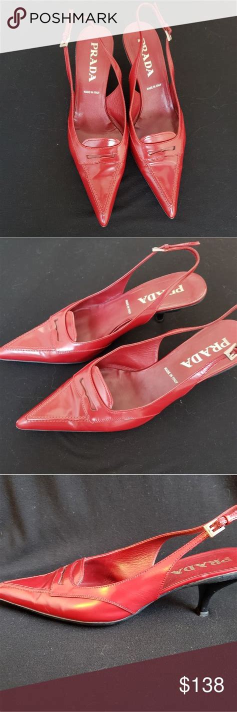 prada red leather kitten heels|prada kitten heel slingback.